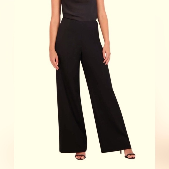 BCBGMaxAzria Camilla Wide Leg Black Wool Dress Pants Sz 8 - Picture 1 of 12